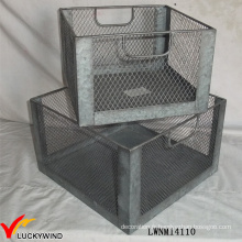 Set 2 Vintage Industrial Wire Wire Storage Crate